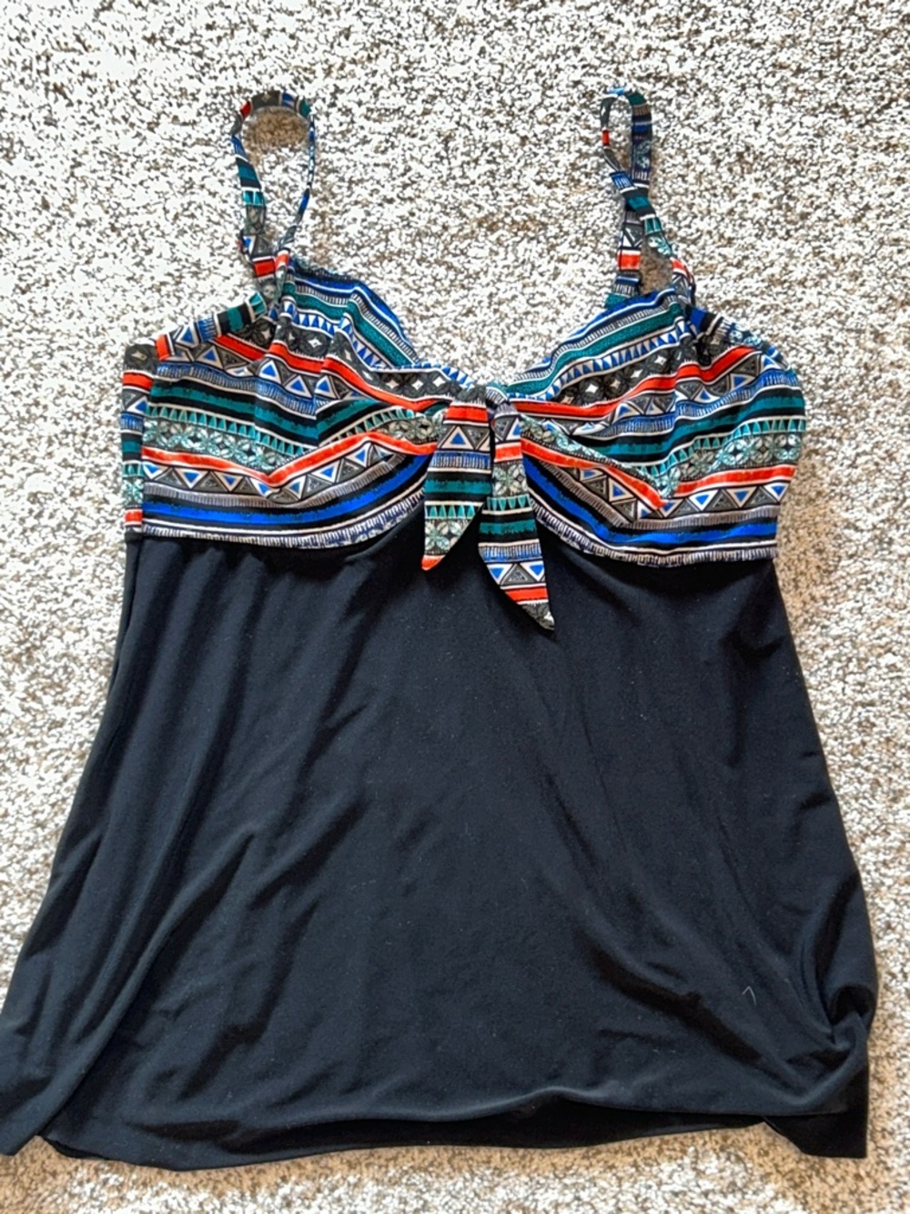 Miraclesuit Black Tankini Camisole with Multicolor Geometric Bust